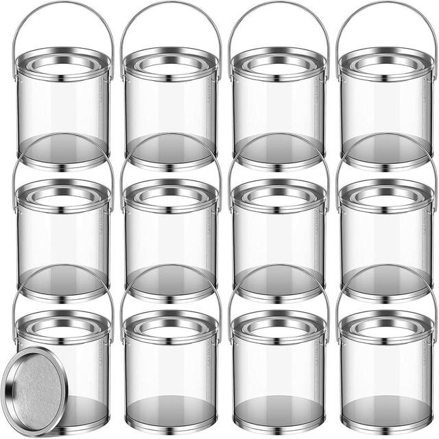 12pcs Transparent Empty Paint Cans Cylinder Paint Bucket